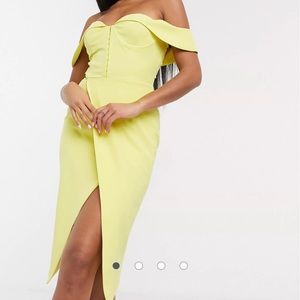 NWT.  Lavish Alice yellow midi dress.